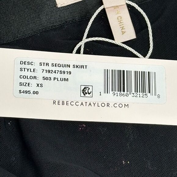 Rebecca Taylor NWT plum stretch sequin midi pencil skirt size XS - Picture 10 of 14